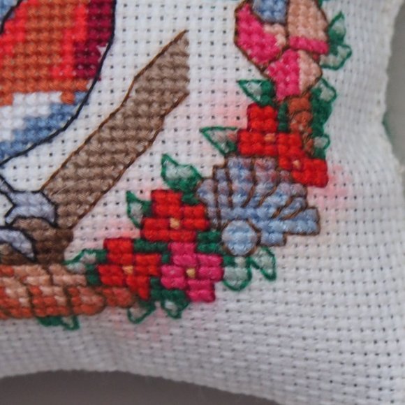 Handmade Bluebird Cross-Stitch Pincushion - Picture 6 of 9